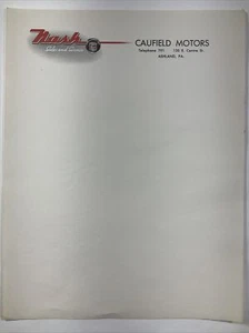 1930s Nash Motors Caufield Motors Ashland Pennsylvania Vintage UNUSED Letterhead - Picture 1 of 5
