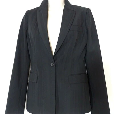 Chaqueta Blazer Elie Tahari Un Botón Mujer Talla 4 Forrada Negra Trabajo Profesional Foto 1 de 4
