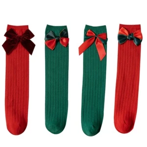 Baby Spring Knee High Socks Knitting Kids Socks Breathable Christmas Bow Socks - Picture 1 of 16