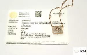IGI Certified Delicate Daily Wear 18K Gold Pearl Chain Natural Diamonds Pendant - Picture 1 of 9