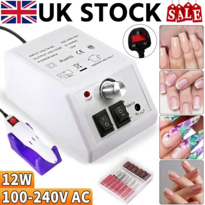 Professional Electric Nail Art File Drill Machine Manicure Pedicure False Set UK