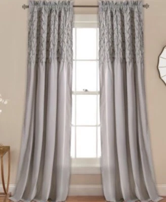 Lush Decor Bayview Gray Curtain Panels PAIR New 84L - Image 1 of 3
