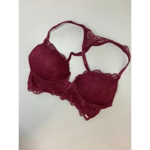 Victoria's Secret PINK medium burgundy lace date push up wireless bralette bra - Picture 1 of 7