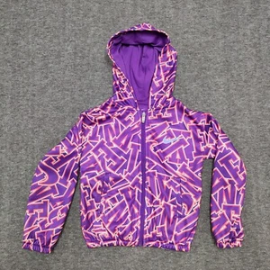 Nike Hoodie Jacket Girls 4 Purple Nike All over Pattern Full Zip Pockets - Picture 1 of 8