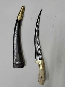 Antique 1922 Wootz Khanjar Dagger Cutlass Scimitar Stag Buck Vintage Collectible - Picture 1 of 8
