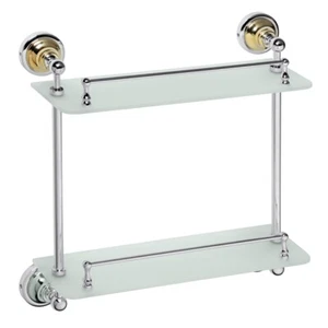 BETRO GOLD-CHROM Glasablage mit Messing Gold Chrom für Bad & WC >> zum Bohren - Bild 1 von 7