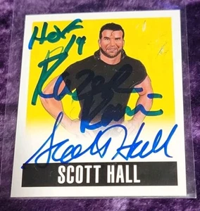 SCOTT HALL RAZOR RAMON 1/1 DUAL ON CARD AUTOGRAPH 2014 LEAF ORIGINALS WRESTLING - Picture 1 of 2