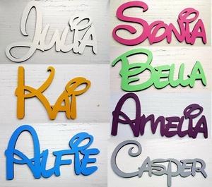 Personalised wooden laser cut name wall sign door sign baby name colours nursery - Picture 1 of 12