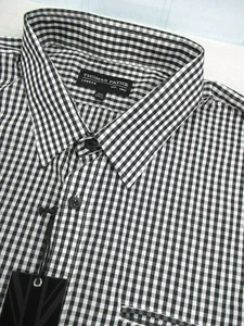 Camicia Thomas Payne London Uomo 3XL Corta Slv Plaid Bianco e Nero con Bottoni - Foto 1 di 9