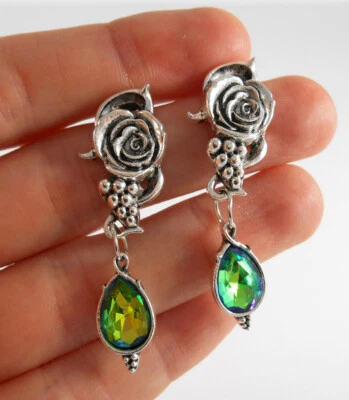 Orecchini pendenti stile antico goccia cristallo gothic vintage - Immagine 1 di 3