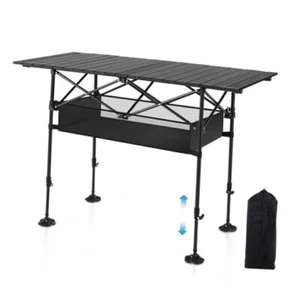 Folding Camping Table, Portable Aluminum Roll-up Picnic Backpacking Bar table - Picture 1 of 6