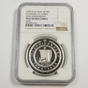 RARE 1994 NGC PR67 PROOF #218 of 250 - 1 oz Silver Isle of Man Coin #49356A - Picture 1 of 2