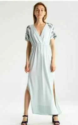 NUEVO CON ETIQUETAS PRECIO DE VENTA SUGERIDO POR EL FABRICANTE £690 MALENE BIRGER vestido Eviny vestido de crepé adornado talla uk 10 eu 38 Foto 1 de 4