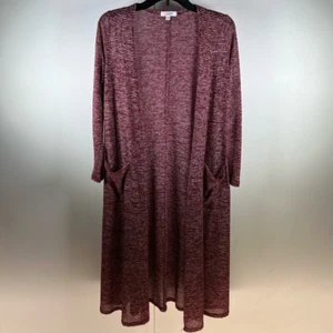 Lularoe Womens Sarah Open Front Duster Sweater Red Stripe Long Sleeve Pockets XS - Picture 1 of 7