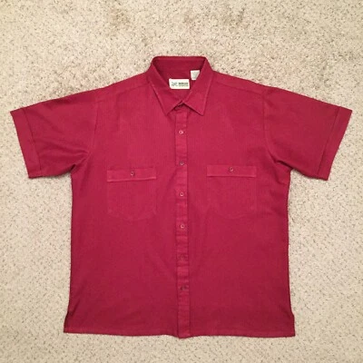 Haband Shirt Mens Large Red Striped Short Sleeve Button Up  - Image 1 of 4