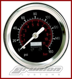 Viair 160 PSI Single Needle 2" Black Face Gauge Custom Air Ride Suspension 90088 - Picture 1 of 7