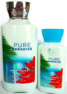 Bath Body Works PURE PARADISE Shea & Vitamin E Body Lotion, 8 and 3 oz., NEW x 2 - Picture 1 of 5