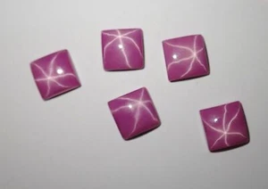 Opaque Star Ruby Square 8x8 mm Cabochon 6 Rayed Lab-created Stone 5 pieces Lot - Picture 1 of 12