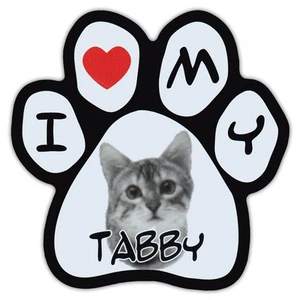 Picture Cat Paw Shaped Car Magnet - Tabby - Bumper Sticker Decal - Picture 1 of 1