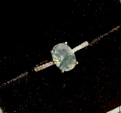 Anillo de ágata musgo S925 talla 7 Foto 1 de 4