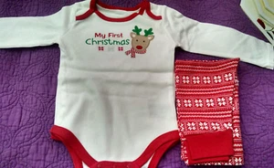 MY FIRST CHRISTMAS 3-PIECE LAYETTE SET 9/12 MONTHS BY AVON - Picture 1 of 5