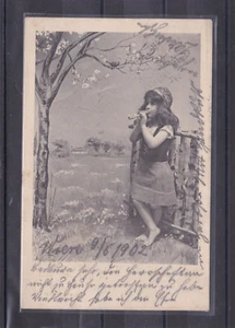 AK Mädchenkarte gelaufen 1902 nach Wernstein - Picture 1 of 2