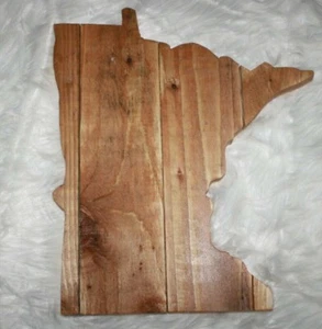 State of Minnesota Wood Wall Plaque Pecan Stained Handmade - Picture 1 of 3
