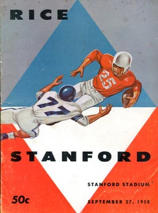 1958 Rice Owls vs Stanford Football Program - Picture 1 of 1