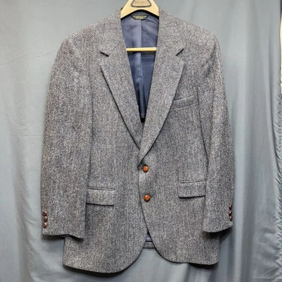 Blazer Harris Tweed Para Hombres 44S Gris/Azul Lana Escocesa Dos Botones Abrigo Deportivo Foto 1 de 4