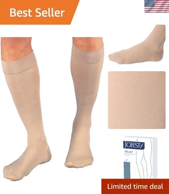 Relief 20-30 mmHg Compression Stockings, Beige, Large - Image 1 of 4