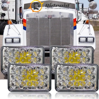 Brightest 4PCS 4x6" Led Headlights H4656 For Kenworth T400 T600A T800 W900 - Image 1 of 4