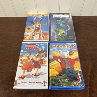 VHS Lot 4 Movies Joey, Monsters Inc, Chicken Run, Stuart Little 2 - Image 1 of 4