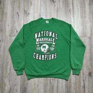 Jerzees Marshall University 1992 Vintage Sweatshirt Green Mens Size L-M Made USA - Picture 1 of 9