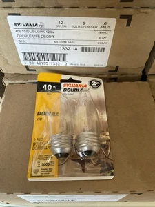 New Box Of 12 Sylvania 40W Double Life Decor B10 Light Bulbs Candelabra - 120v - Picture 1 of 3