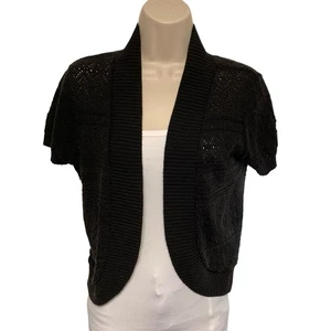 Cárdigan de punto Faded Glory negro ganchillo suéter talla pequeña 4-6 - Imagen 1 de 11