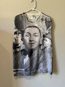 Vintage Three Stooges Shirt Mens Large Black Comedy Curly Graphic Movie 90s 1998 - Picture 1 of 9