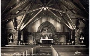 Estes Park RPPC Lady Of The Mountains Catholic Church Interior 1950 CO - Picture 1 of 2