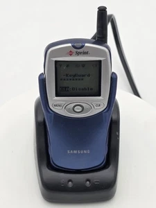 SAMSUNG MODEL SPH-N200 DUEL BAND BLUE PHONE ( SPRINT PCS ) w/ Charger and case - Picture 1 of 21