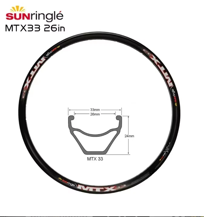 Llanta Sun Ringle MTX33 26" 32H llanta de bicicleta llanta de disco soldado de alta calidad negra Foto 1 de 1