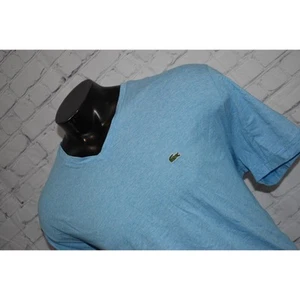 Lacoste T-Shirt Mens Size US 3XL FR 8 Blue Cotton Short Sleeve Alligator V-Neck - Bild 1 von 6