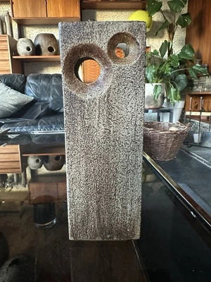 Rare Early 1970s Tony Foard Studio Pottery Modernist Slab With Two Apertures - Image 1 of 4