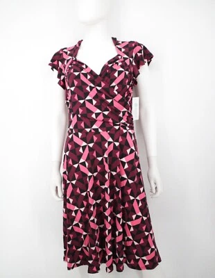 Leota Cap Sleeve Sweetheart Emma Dress Geometric Print Sz Large - Image 1 of 4