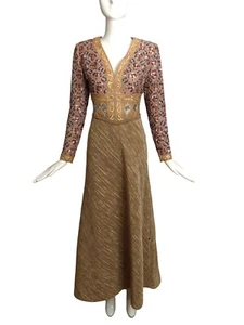 MARY MCFADDEN- 1990s Embellished Plisse Evening Gown, Size 4 - Picture 1 of 5