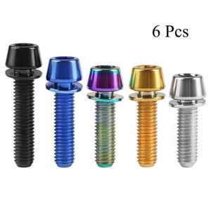 M5 M6x16 18 20 25mm Titanium Bolt+Washer MTB Bike Fixed Stem Handlebar Part 6pcs - Picture 1 of 11