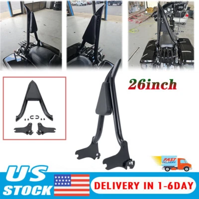 Respaldo Sissybar 26 pulgadas para Harley Touring Road King Electra Ultra Glide 97-08 Foto 1 de 4