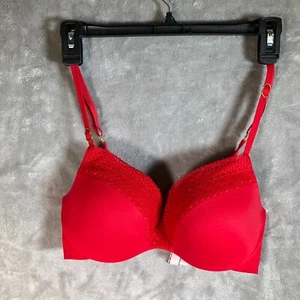 Victoria Secret Incredible Bra Red 32d Lace Women Straps - Picture 1 of 10