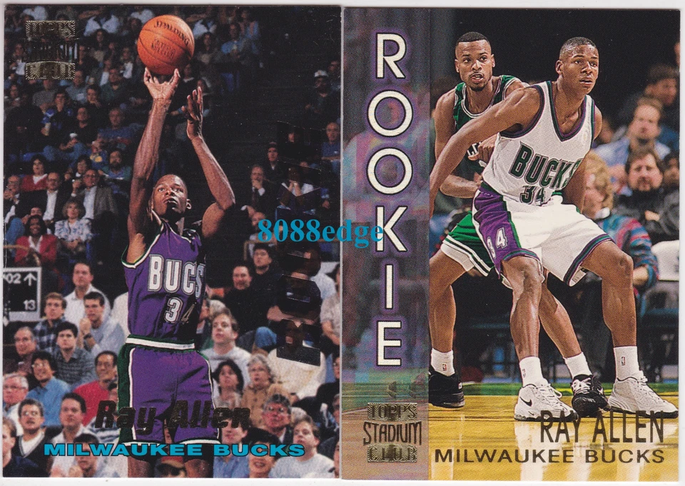 (2)1996-97 STADIUM CLUB ROOKIES 1+2: RAY ALLEN #R5 #R19 BUCKS RC ROOKIE CARD LOT - image 1 of 1