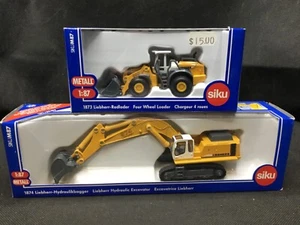 (2) SIKU Construction Die-Cast Models 1873 4 Wheel Loader 1874 Excavator B2 - Foto 1 di 6