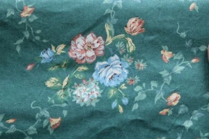 House N Home Fabrics & Draperies Green Blue Peach Floral Bouquet Chintz App 5 Yd - Picture 1 of 5