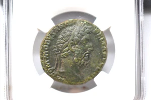 Commodus (AD 177-192). AE sestertius (28mm) NGC Choice XF 3/5 - 3/5, Light Sm - Picture 1 of 5